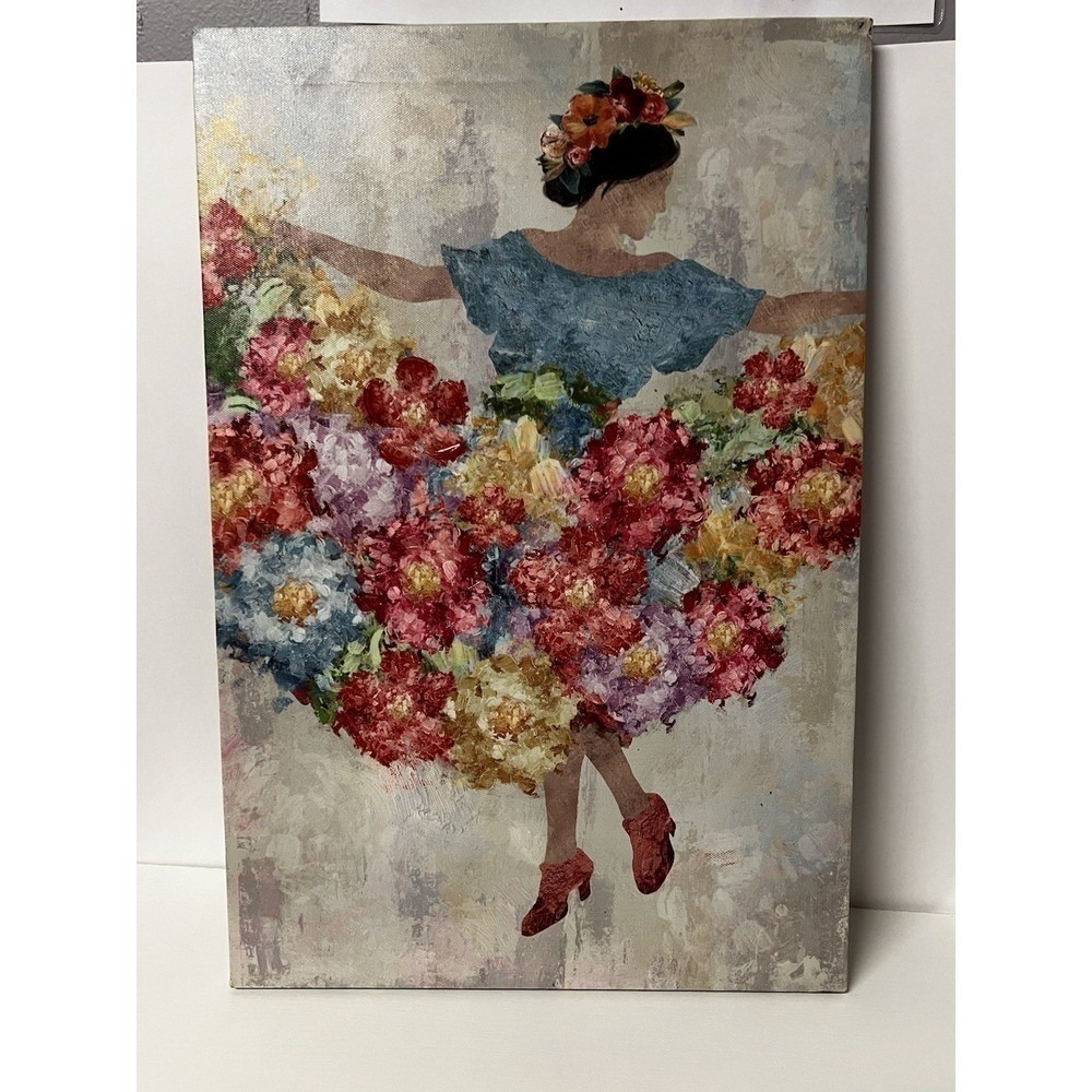 Elegant Floral Dancer Canvas Wall Art – 12"x16" – Ballet Decor